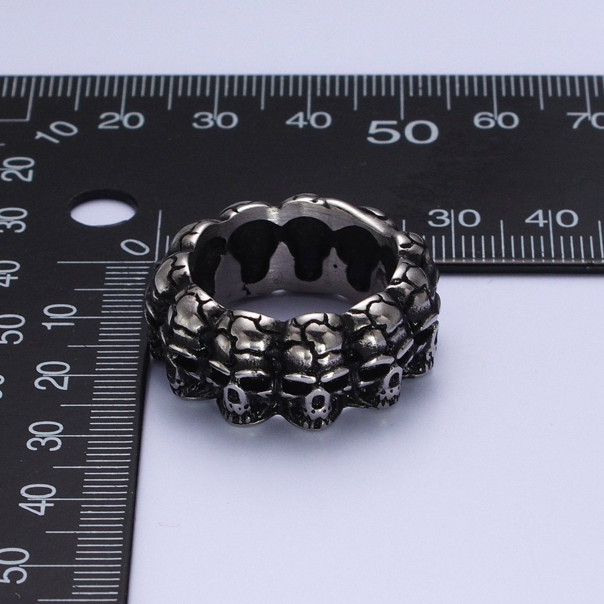 Dark Silver Stainless Steel Skull Skeleton Band Statement Ring | Y-406 ~ Y-409 - DLUXCA