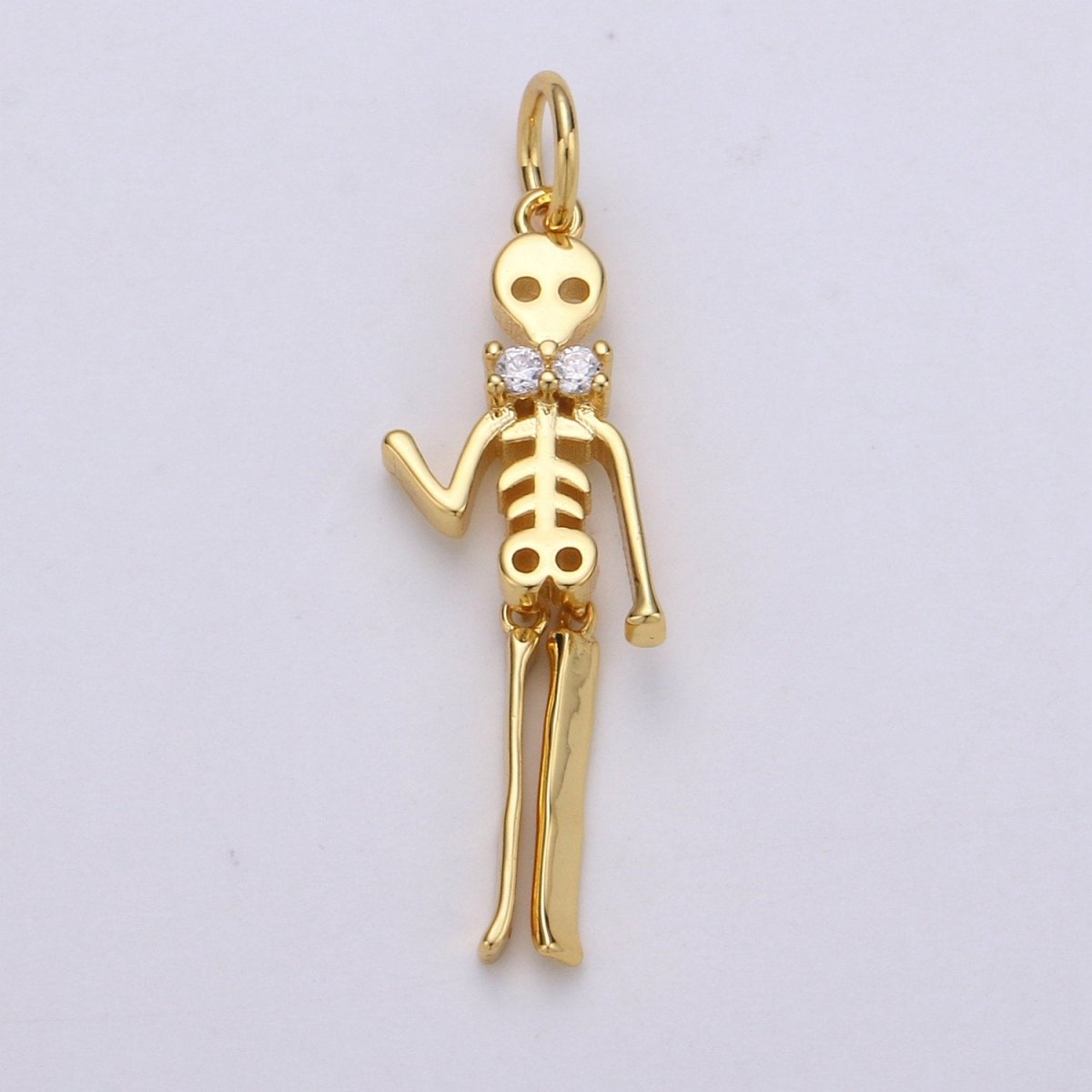 Day of the Dead Charm - Dia de los Muertos Pendant - Miniature Skeleton Gold Skull Charm for Halloween Necklace Jewelry Supply D-684 D-691 - DLUXCA