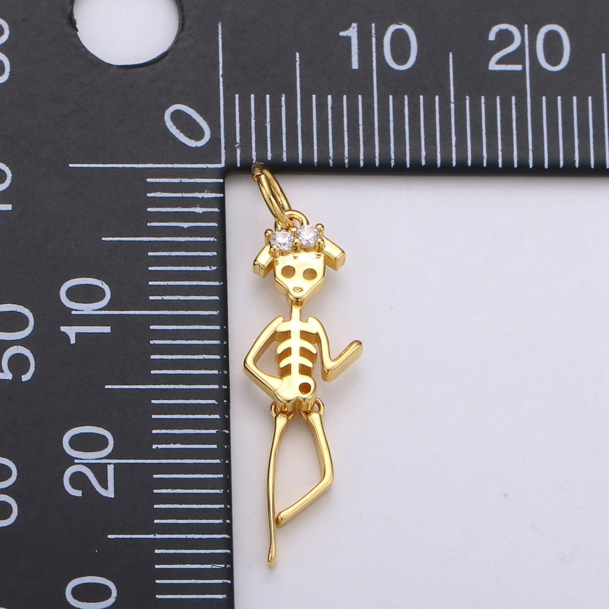 Day of the Dead Charm - Dia de los Muertos Pendant - Miniature Skeleton Gold Skull Charm for Halloween Necklace Jewelry Supply D-684 D-691 - DLUXCA