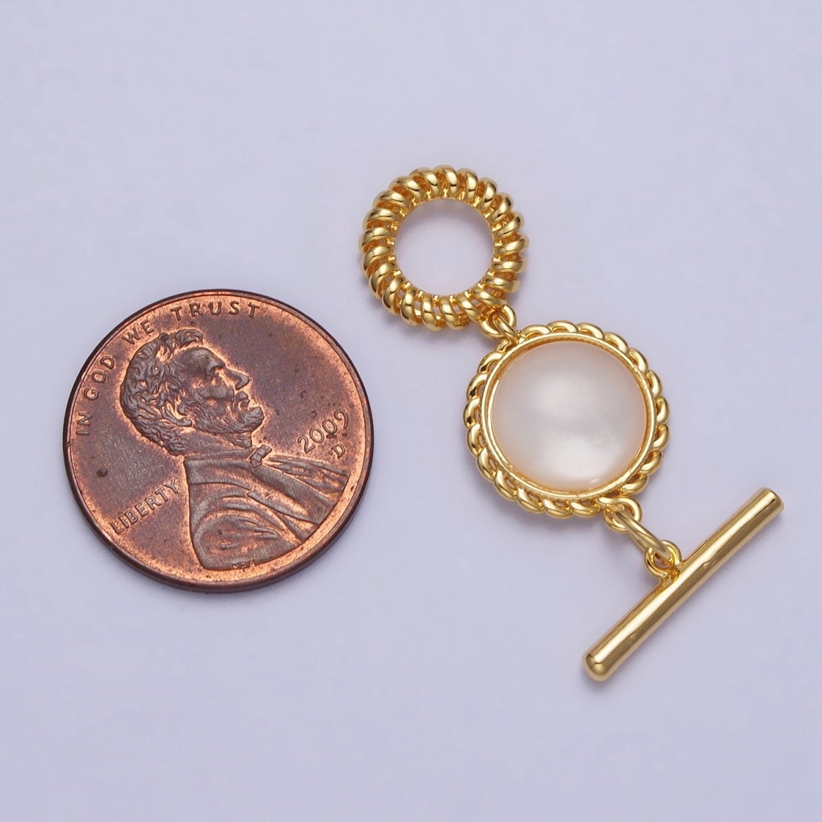 Decorative Pearl OT Clasp for Necklace Bracelet Toggle Clasp Twisted Rope Gold Round Clasp for Jewelry Making Supply Z-063 - DLUXCA
