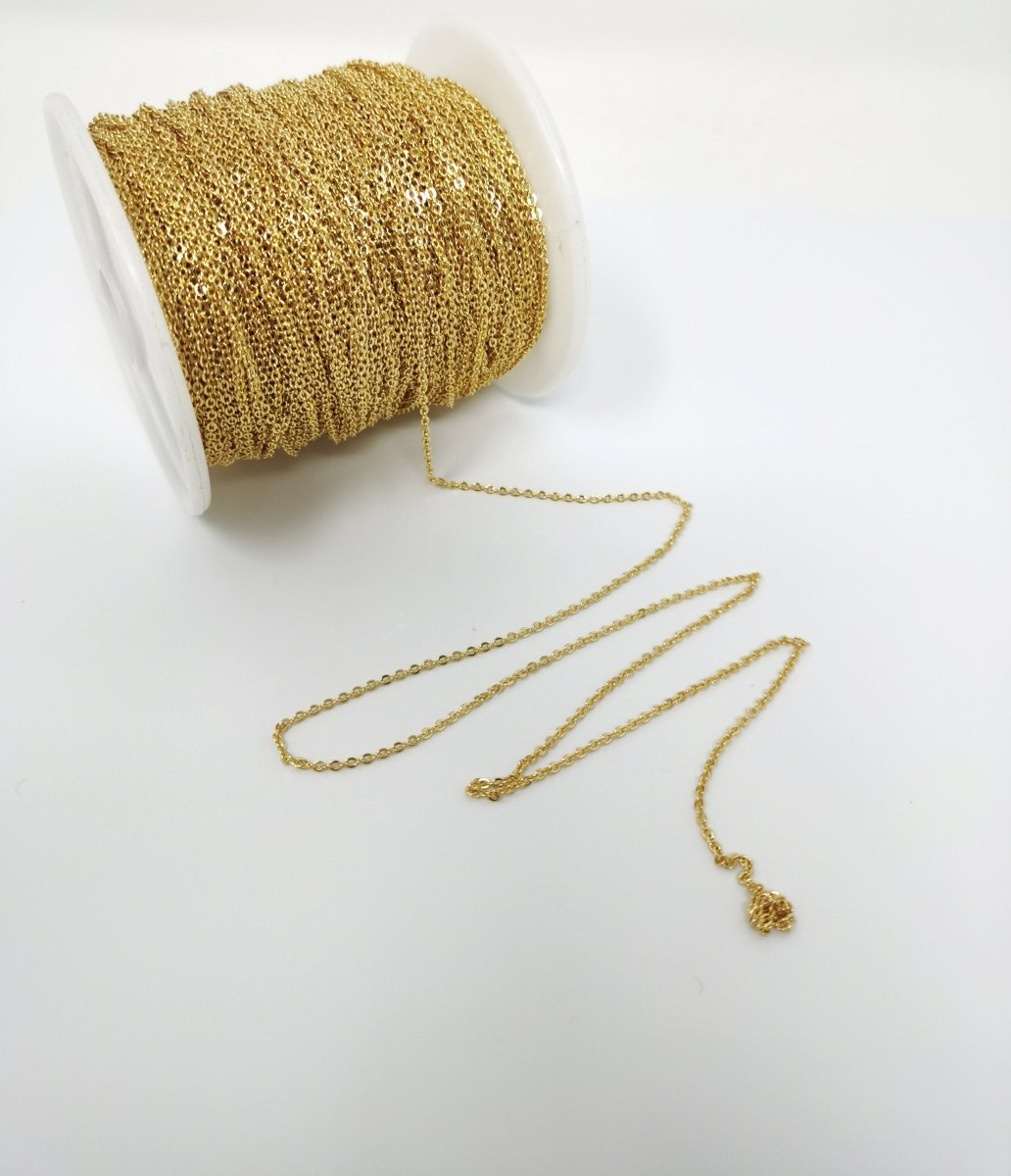 Delicate 16K Gold Filled ROLO Chain by Yard For Jewelry Making, Lead Free Nickel Free Chain for Necklace Bracelet Anklet Component Supply | ROLL-025 OverStock Clearance Pricing - DLUXCA