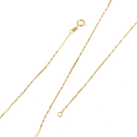 Delicate 24K Gold Plated 17.5 Inches Cocoon Necklace w/ Spring Ring, 1.4mm In Width, Necklace Ready To Wear | CN-251 Clearance Pricing - DLUXCA