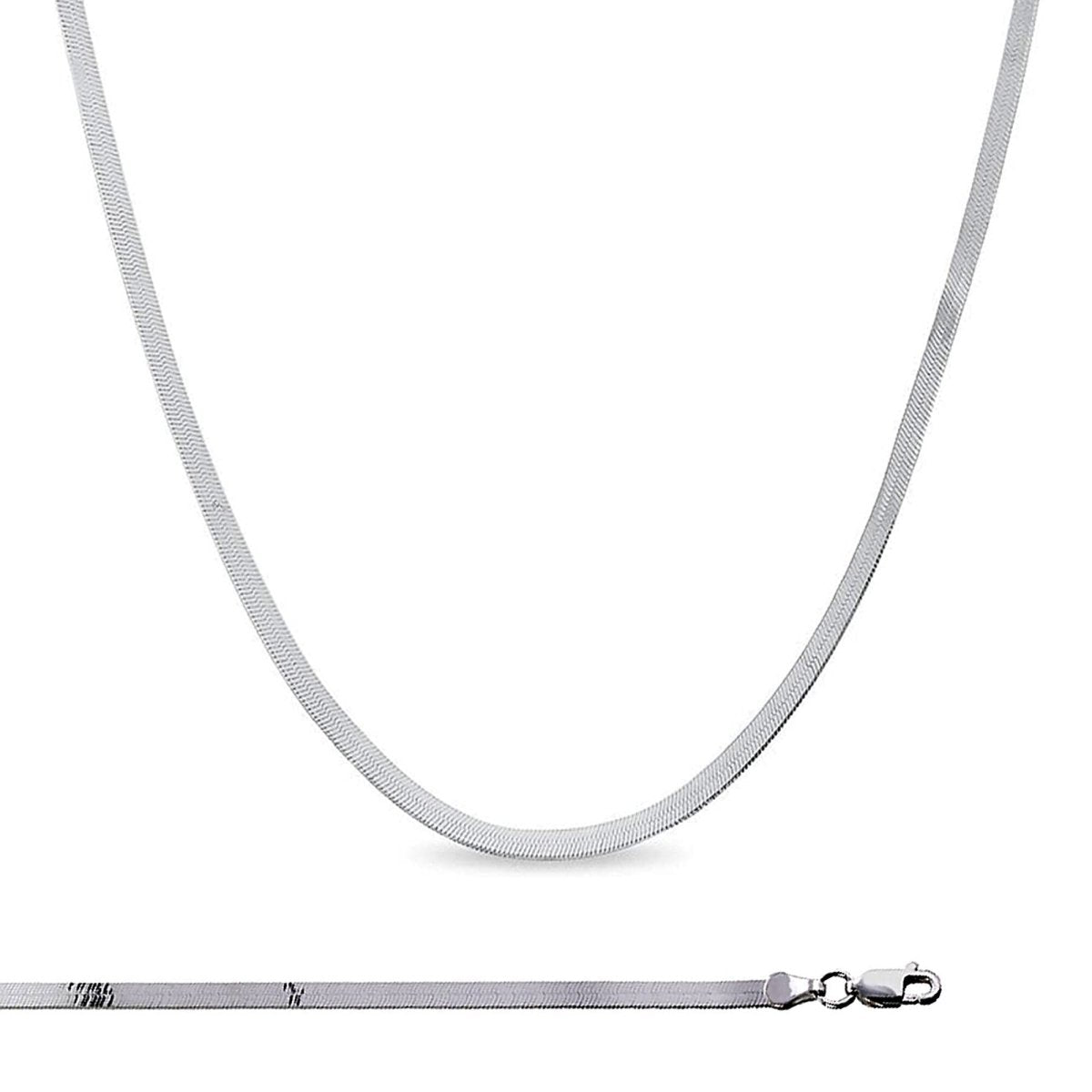 Delicate Silver Herringbone Chain 3.5mm Flat Herringbone Chain Necklace 16, 18, 20.5 Inches with 2" chain extender Gift for Her Everyday Necklace | CN-894 CN-914 CN-919 Clearance Pricing - DLUXCA