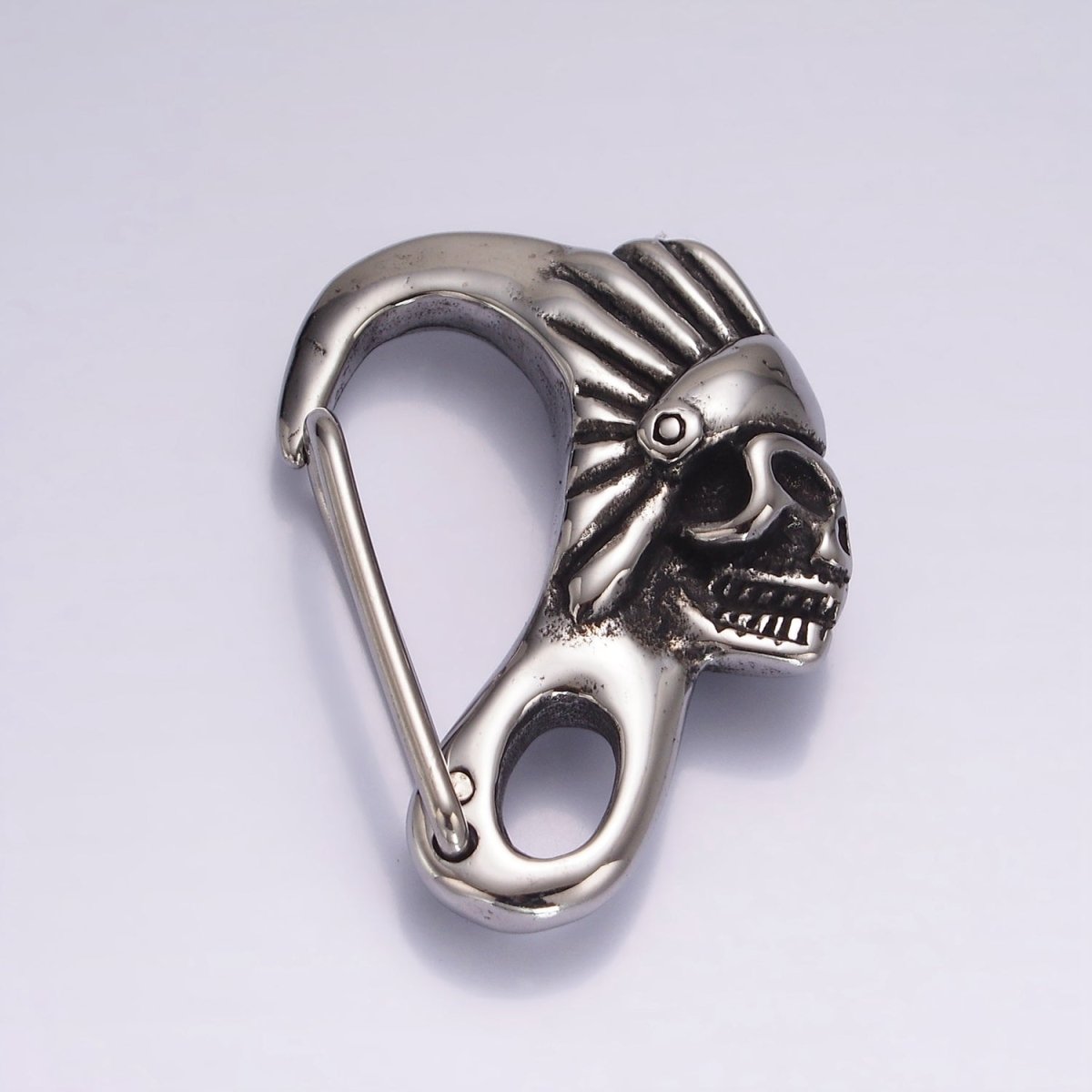 Design Stainless Steel Indian Chief Skull Carabiner for Key Chain Component Z667 - DLUXCA