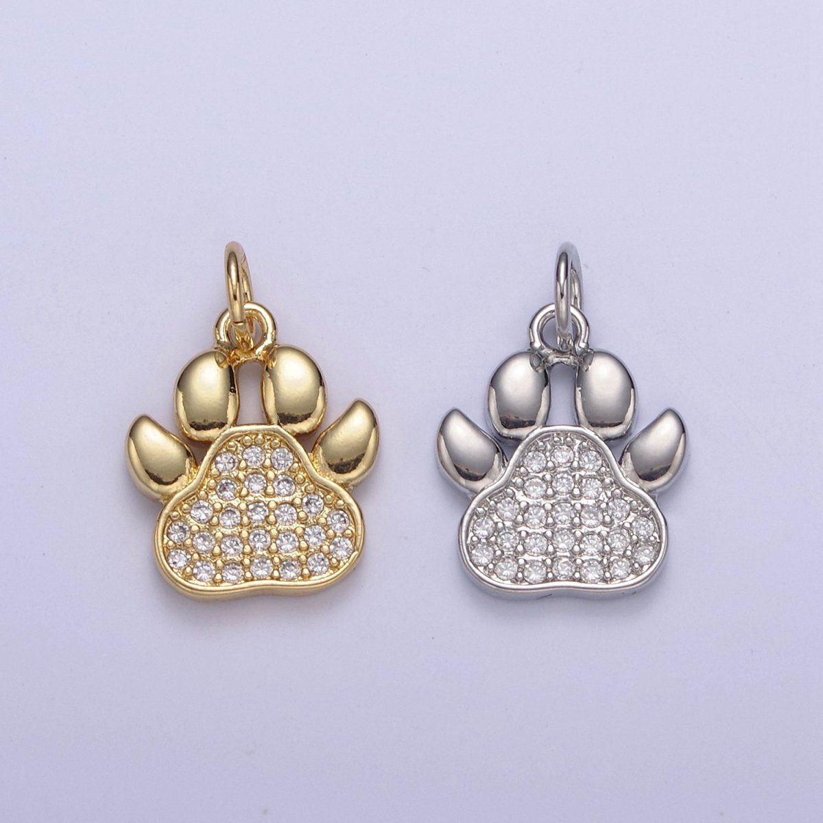 Dog Cat Bear Paw Print Charms for Bracelet Necklace Earring CZ Charm Jewelry Making Supply N-685 N-686 - DLUXCA