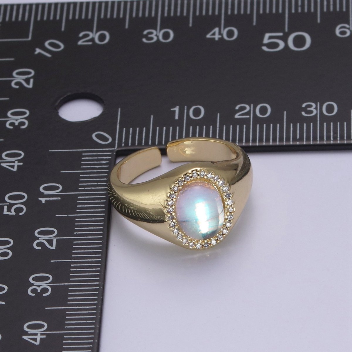 Dome Ring Cat's Eye Stone 14k Gold Filled Adjustable Minimalist Statement Ring Gift S-368 - DLUXCA