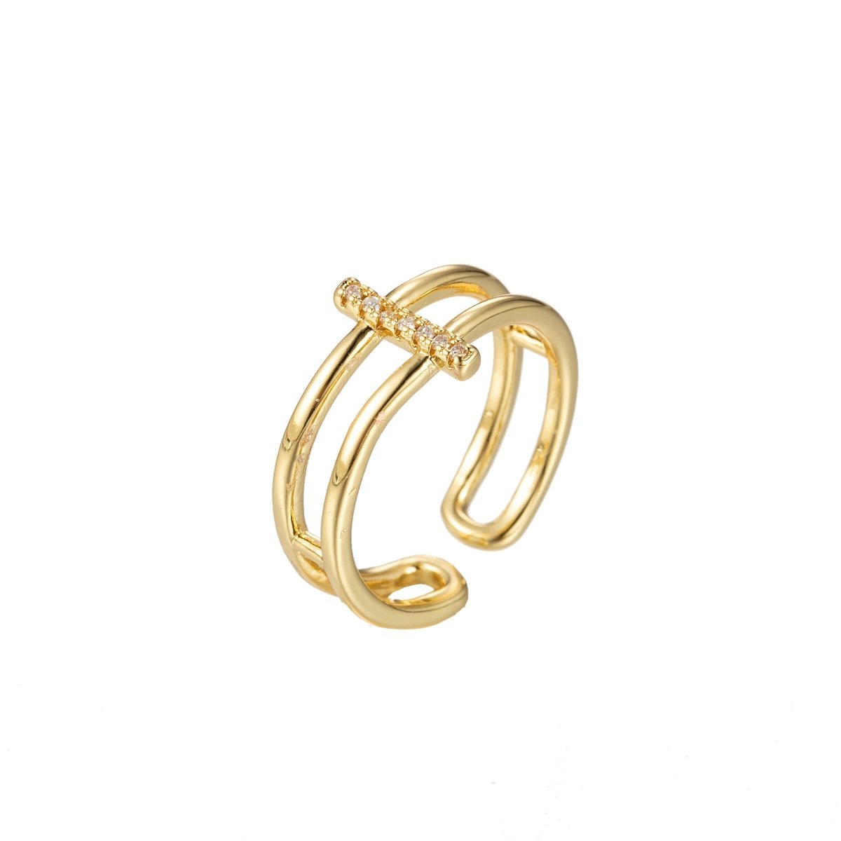 Double Band Ring, Gold Double Ring, Gold Rings for Women, Minimalist Gold Ring, Minimalist Jewelry Ring, Gold Stacking Ring O-352 - DLUXCA