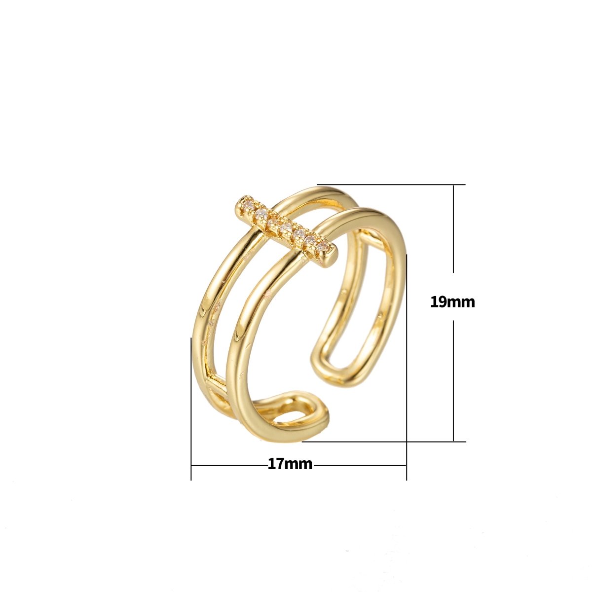 Double Band Ring, Gold Double Ring, Gold Rings for Women, Minimalist Gold Ring, Minimalist Jewelry Ring, Gold Stacking Ring O-352 - DLUXCA