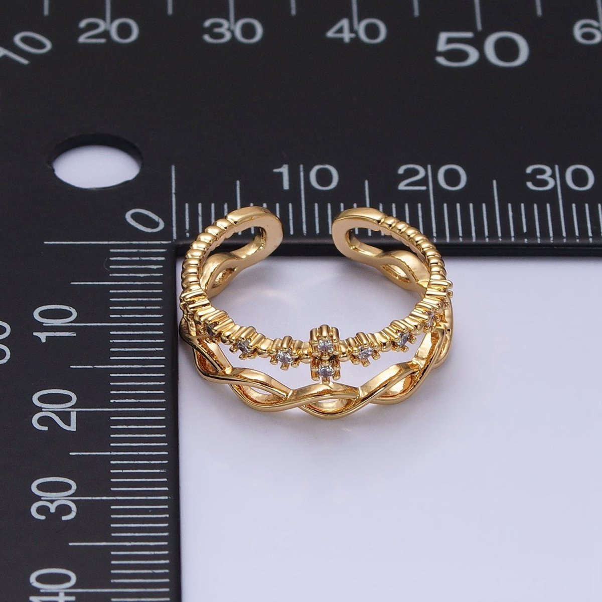 Double Band Ring Gold Twist Knot Band Open Adjustable Ring O-1809 O-1810 - DLUXCA