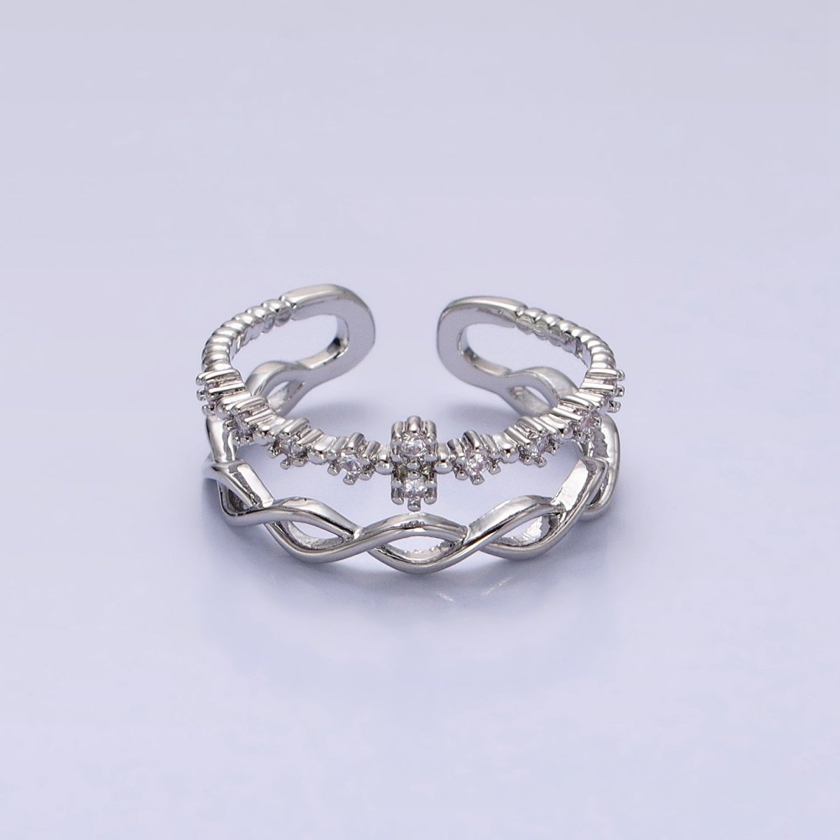 Double Band Ring Gold Twist Knot Band Open Adjustable Ring O-1809 O-1810 - DLUXCA