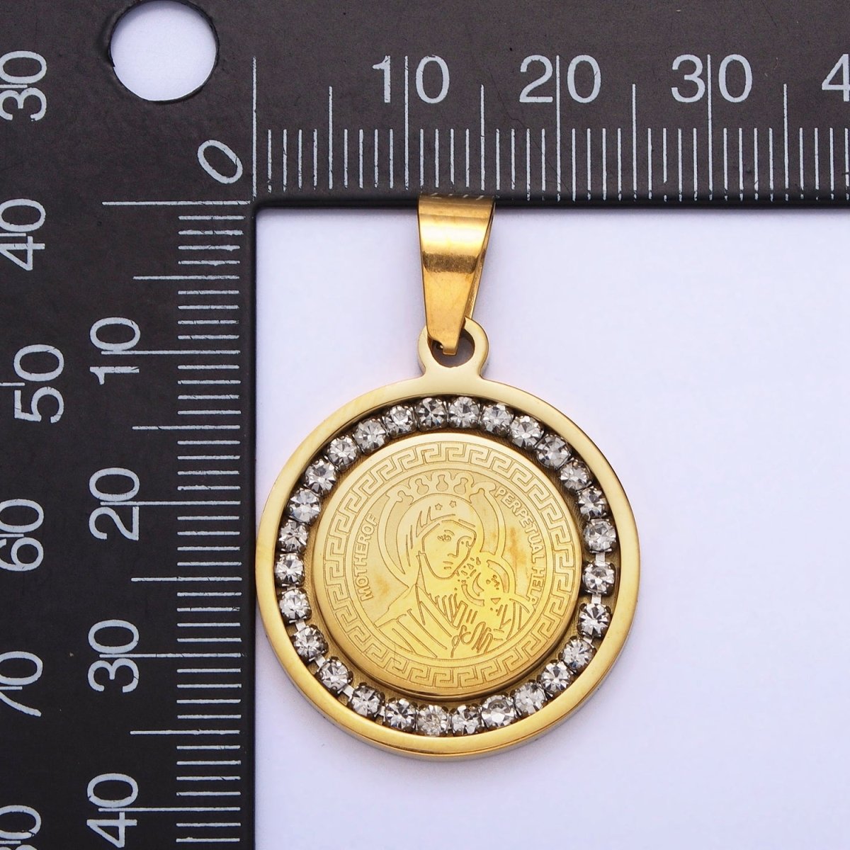 Double Sided Our Lady of Perpetual Help Medallion Virgin Mary Madonna Pendant Catholic Religious Supply in Stainless Steel P-1116 - DLUXCA