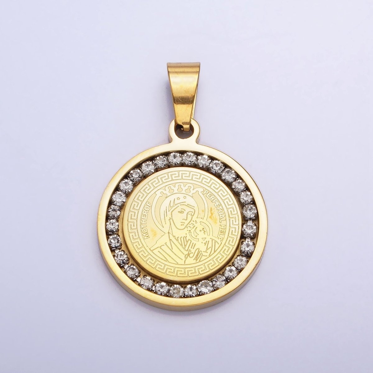 Double Sided Our Lady of Perpetual Help Medallion Virgin Mary Madonna Pendant Catholic Religious Supply in Stainless Steel P-1116 - DLUXCA
