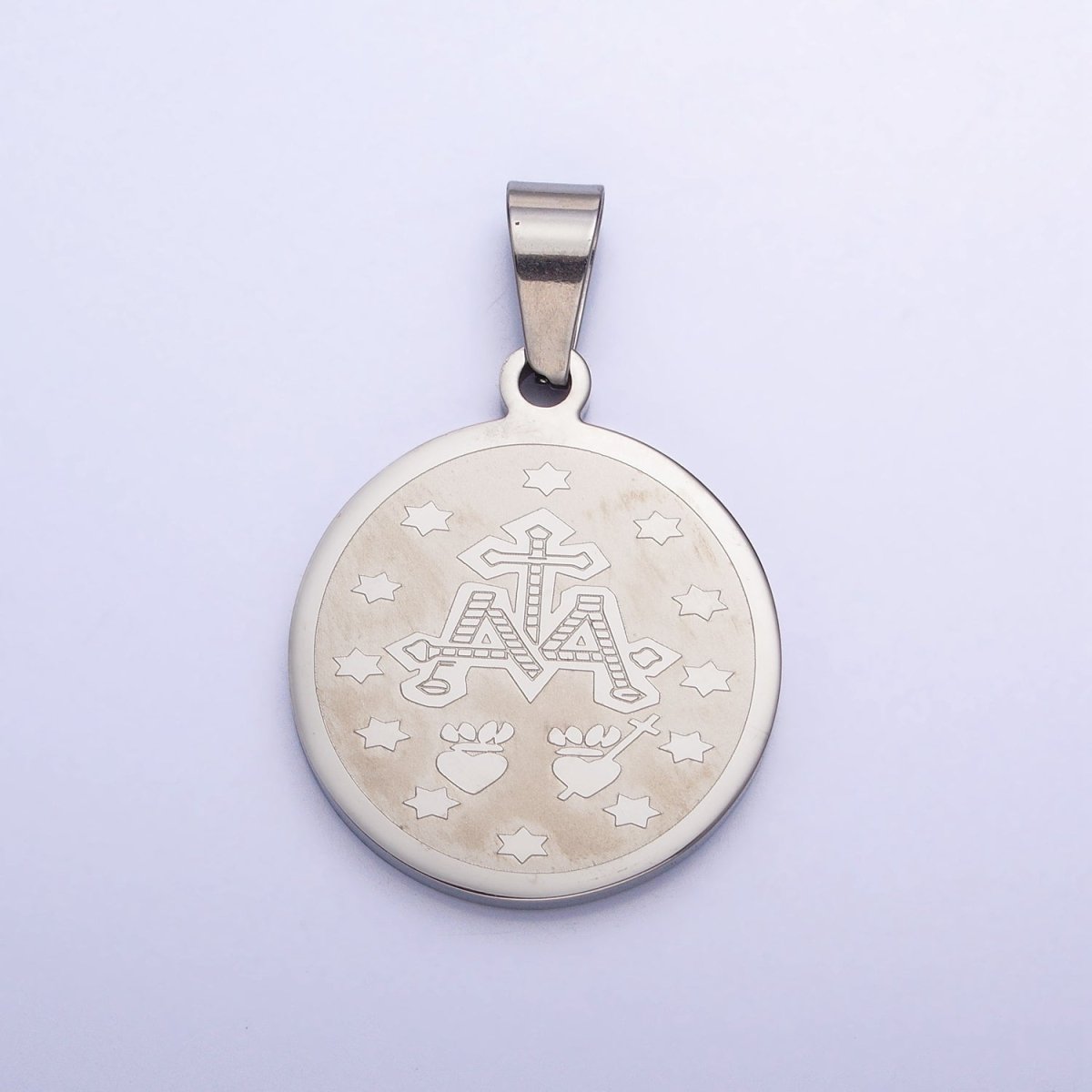 Double Sided Our Lady of Perpetual Help Medallion Virgin Mary Madonna Pendant Catholic Religious Supply in Stainless Steel P-1116 - DLUXCA