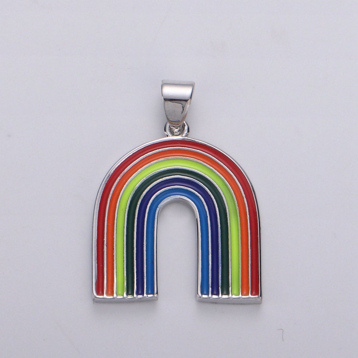 Double Sided Rainbow Pendant Charm - 14k Gold Filled Rainbow Pendant for Necklace Earring Bracelet Component Multi Color Enamel Charm J-050,J-051 - DLUXCA