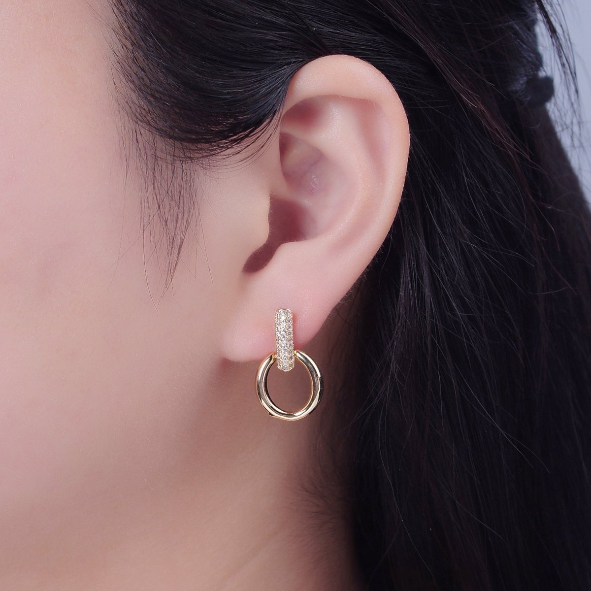 Drop Dangle Earrings, Round Circle Drop Earrings, Minimalist Jewelry T-388 - DLUXCA