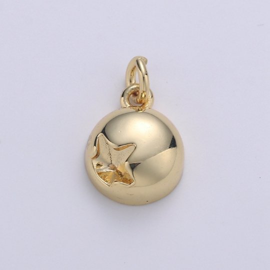 Drop Gold Star Charm Celstial Charm Ball Charm Ornament Pendant 14K Filled Finding Necklace Earring Bold Statement Jewelry Making, D-305 D-306 - DLUXCA