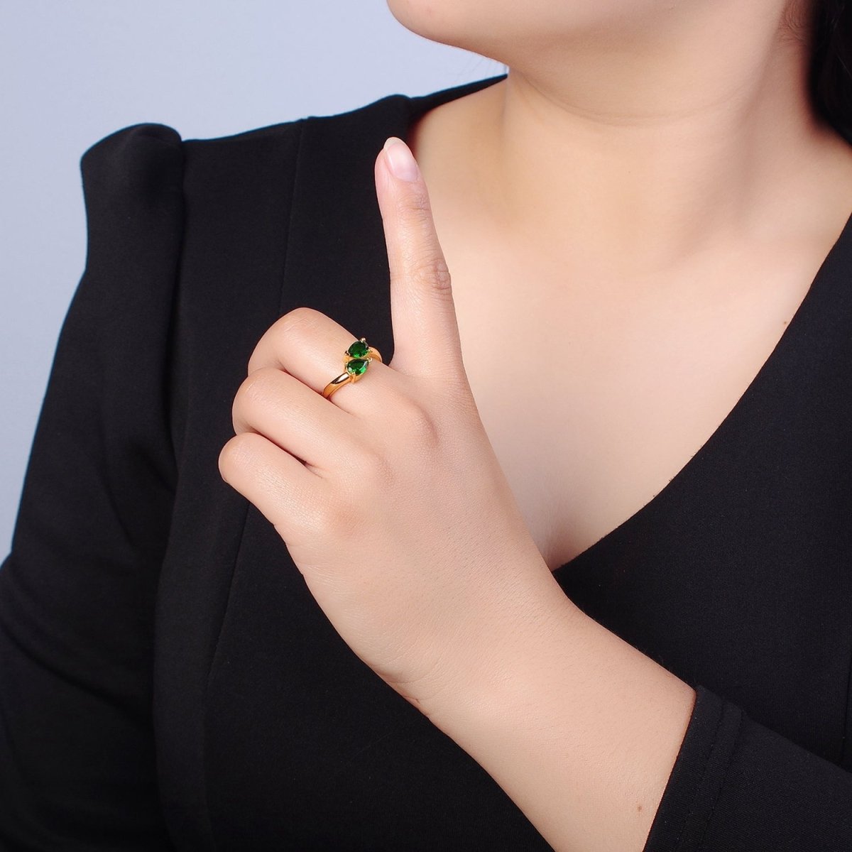 Drop ring Eternity ring Emerald Green ring Spiral ring Tear Drop Ring Snake Stacking ring O-2180 - DLUXCA