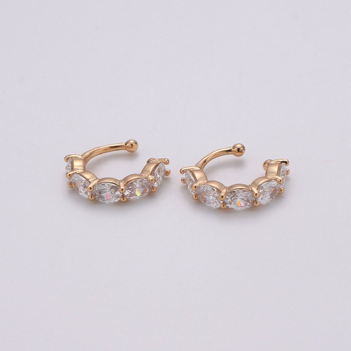 Ear cuff no piercing Gold, Blue Clear ear cuff cz, dainty cuff, gold ear cuff minimalist jewelry K-758 conch cuff cartilage cuff K-758 - DLUXCA