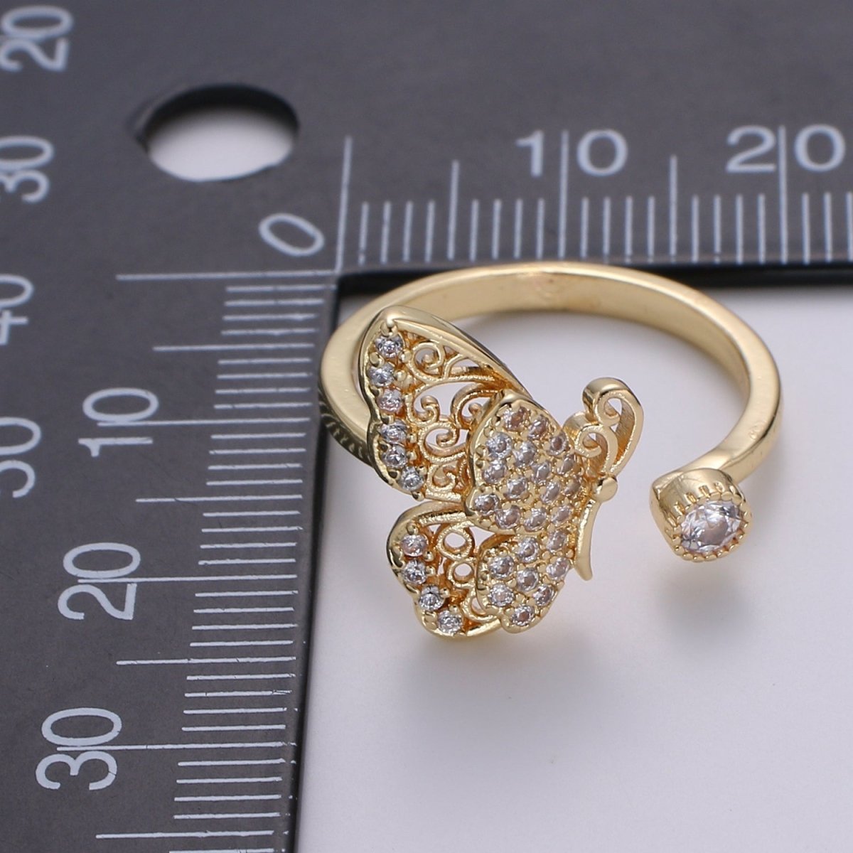 Elegant 18K Gold Filled Butterfly Adjustable Ring O-359 - DLUXCA