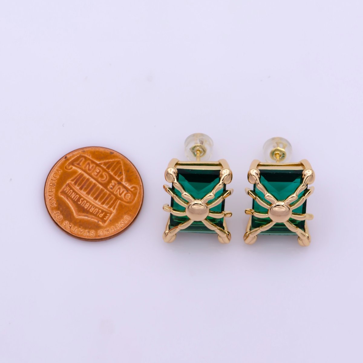 Elegant Emerald Stud Earrings / Mother's Day Gift / Minimalist Studs / Emerald CZ Studs / Dainty Earrings / Gift For Her Mom T-194 - DLUXCA