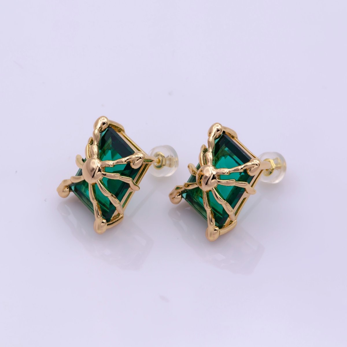 Elegant Emerald Stud Earrings / Mother's Day Gift / Minimalist Studs / Emerald CZ Studs / Dainty Earrings / Gift For Her Mom T-194 - DLUXCA