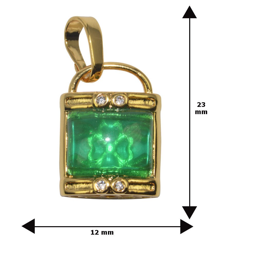 Elegant Jade Emerald Natural Wisdom Healing Dream Stone Gold Filled Gemstone Necklace Jewelry Pendant Lock Lucky Clover Charm - DLUXCA