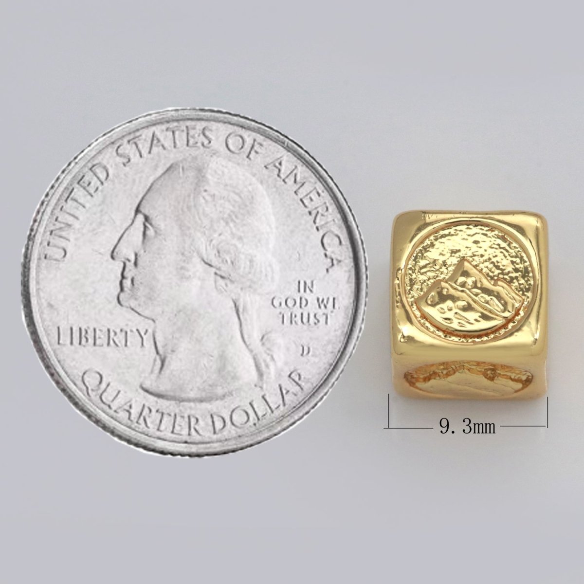 Element Bead Collection Gold Element Charm Fire Wind Earth Ocean Wave Bead Spacer 14K Gold Filled Cube Beads for Bracelet Supply B-637 to B-640 - DLUXCA