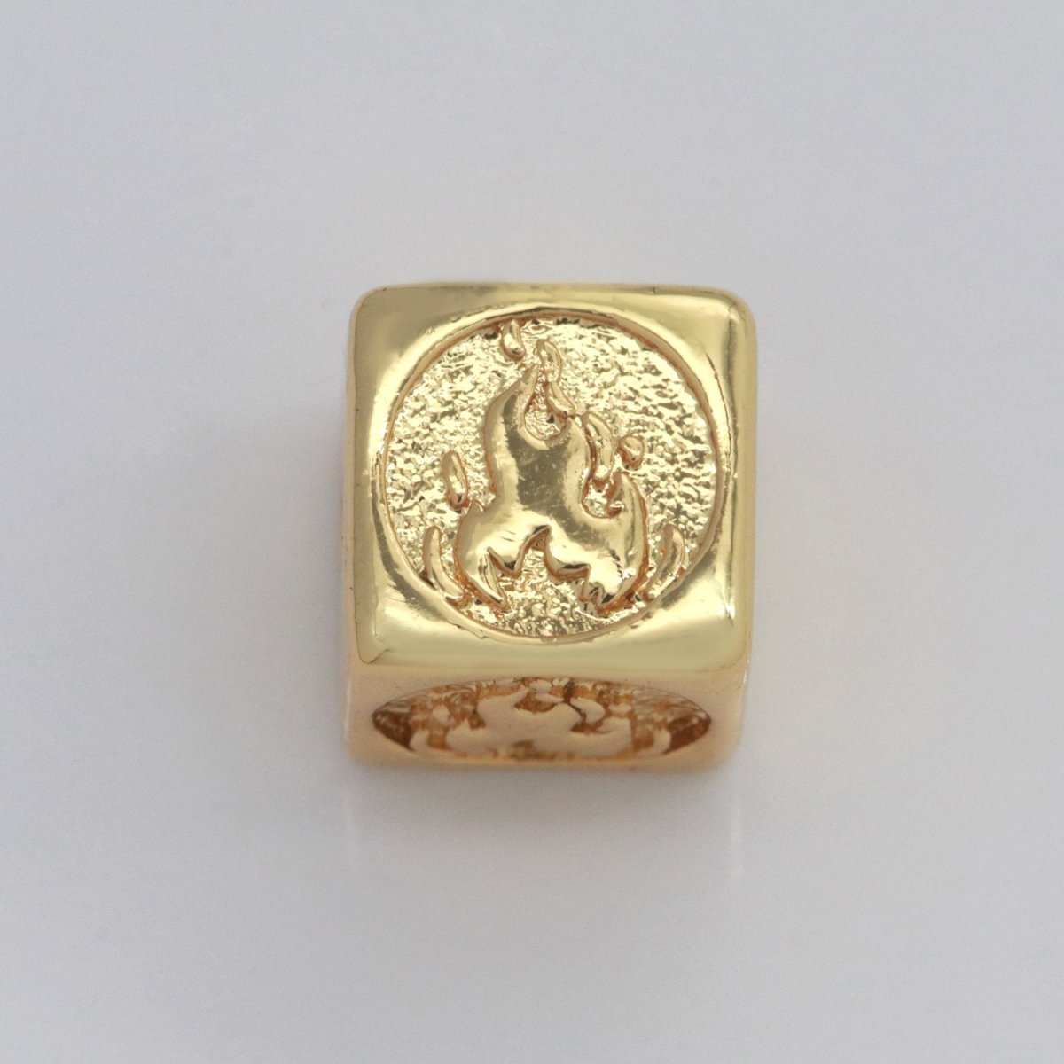 Element Bead Collection Gold Element Charm Fire Wind Earth Ocean Wave Bead Spacer 14K Gold Filled Cube Beads for Bracelet Supply B-637 to B-640 - DLUXCA
