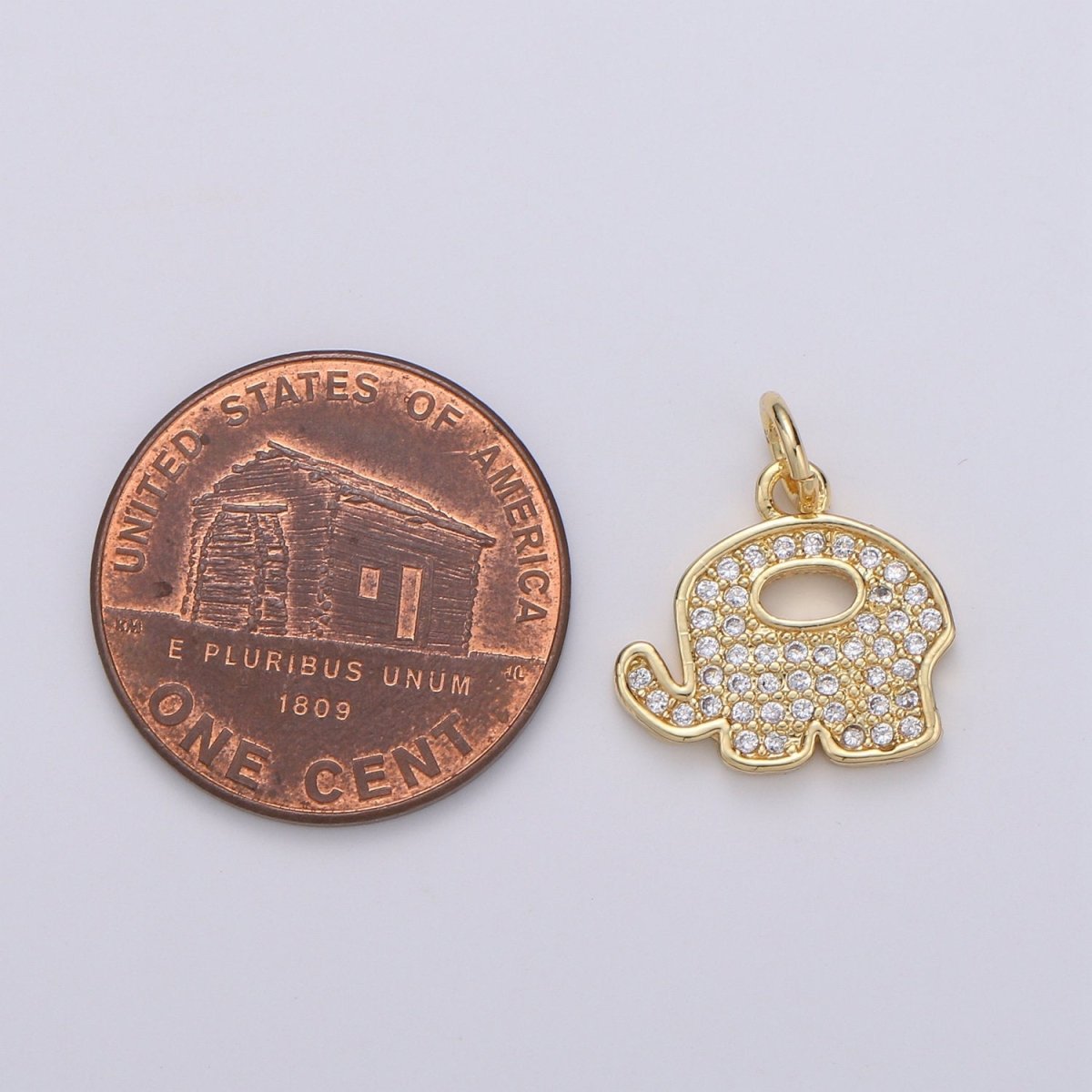 Elephant 14K Gold Filled Charm Good Luck Charms, Micro Pave Deity Charm, Clear CZ Gold Charm, Wisdom Charm Dainty Jewelry Supply D-760 - DLUXCA