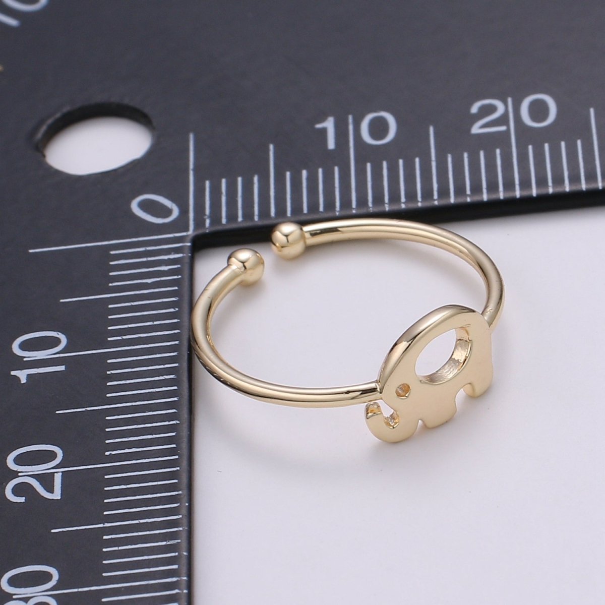 Elephant 18k Gold Ring, Adjustable Gold Curb Ring, Simple Animal Ring, The Forest R-266 - DLUXCA