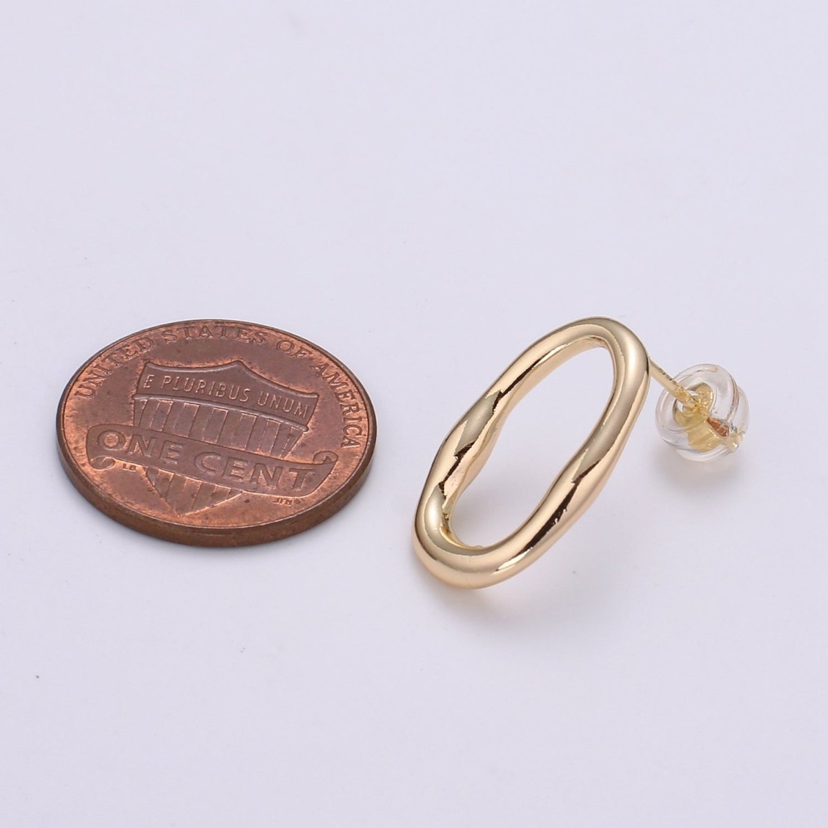 Ellips Design 18K Gold Stud Earring, Rose Gold Round for DIY Earring Craft Supply Jewelry Making Q-454 - DLUXCA