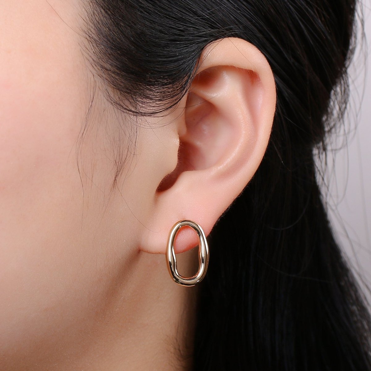 Ellips Design 18K Gold Stud Earring, Rose Gold Round for DIY Earring Craft Supply Jewelry Making Q-454 - DLUXCA