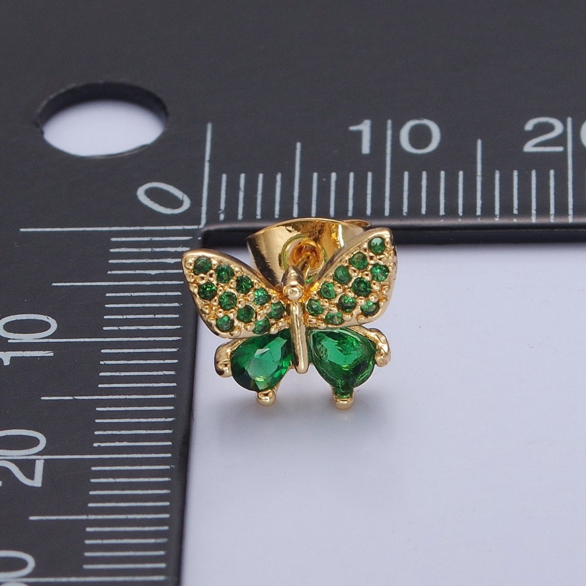 Emerald Green Cz Butterfly Stud Earring Mariposa Jewelry T-421 - DLUXCA