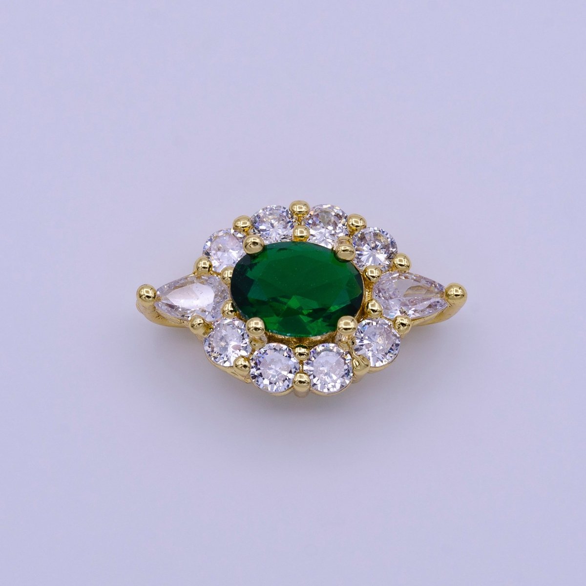 Emerald Green Evil Eye Bead CZ Gold Beads Evil eye Beads Spacer Micro Pave Beads Charm for Bracelet Necklace Supply 12x20mm AA1035 - DLUXCA