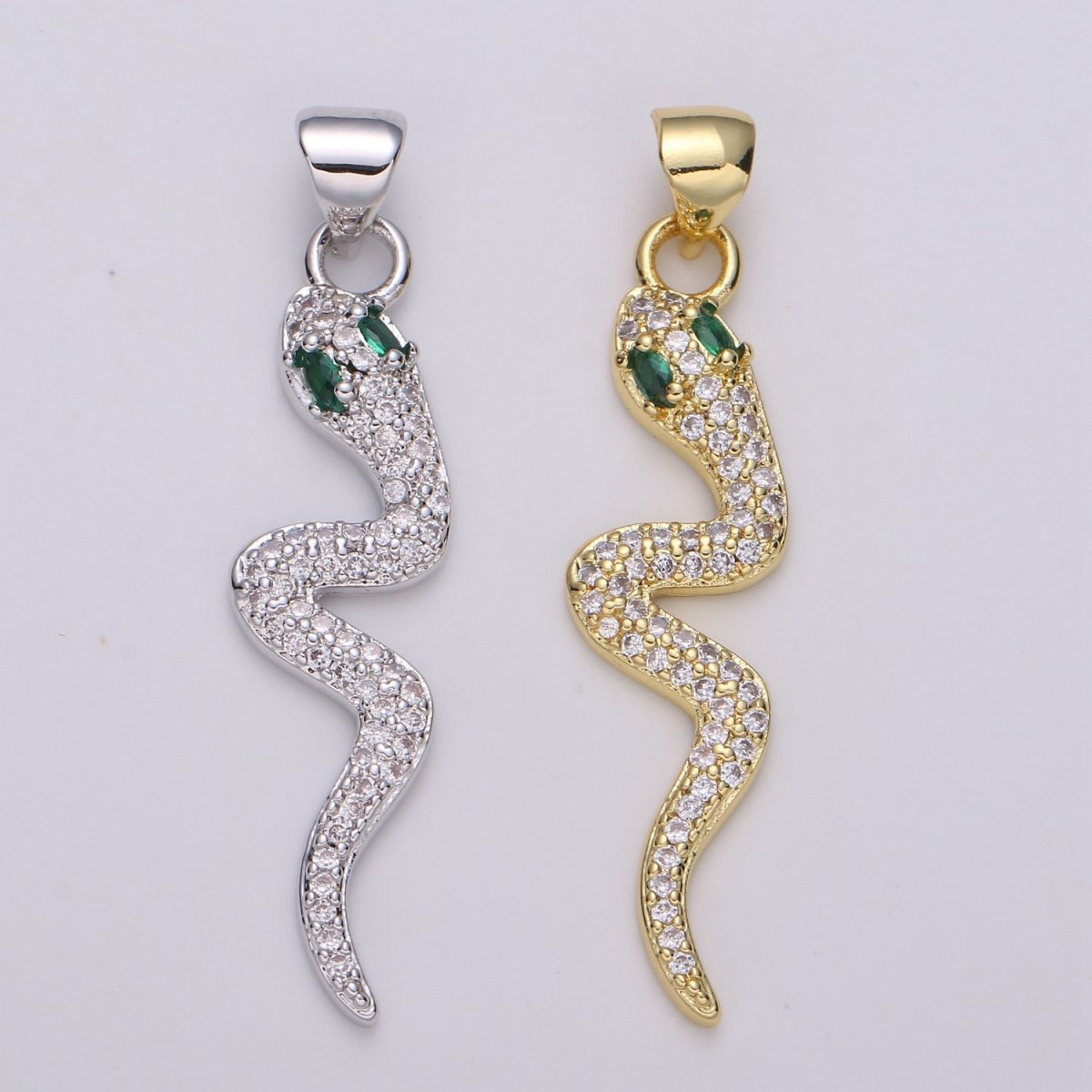 Emerald Green Gold Filled Snake Pendants I-883~I-884 - DLUXCA