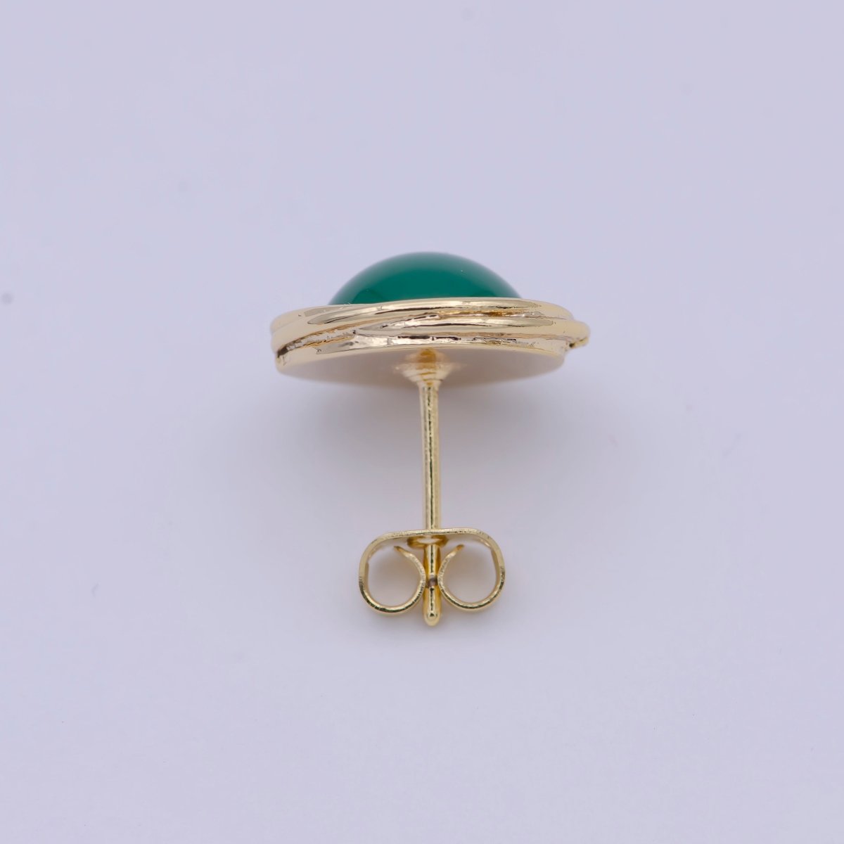 Emerald Studs Earring - Emerald Jewelry - Small Round Emerald Earrings - Green Stone Earring Q-164 - DLUXCA