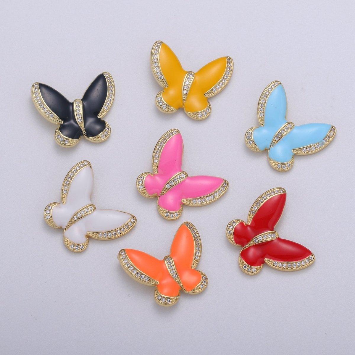 Enamel butterfly charm necklace Dainty Mariposa Charm Pendant for bracelet Jewelry Making Supply Blue, Black Pink Red White Evil Eye H-755 H-781 H-783 H-825 H-827 H-833 H-839 - DLUXCA