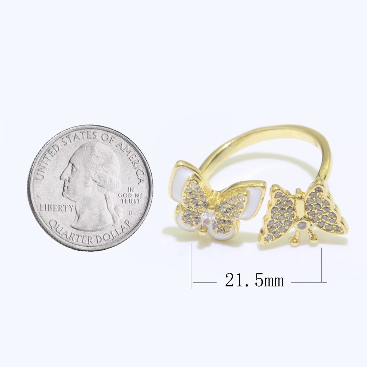 Enamel Butterfly Ring Open Adjustable Mariposa Rings, Dainty Thin Stackable Jewelry S-138 ~ S-147 - DLUXCA