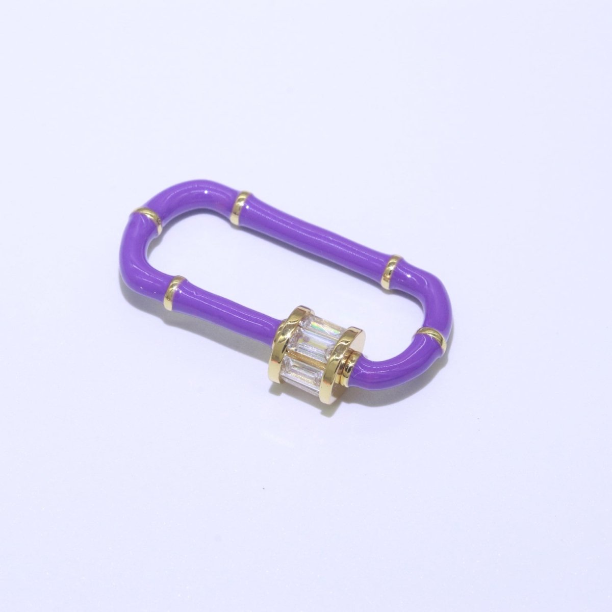 Enamel Carabiner Oval Screw Lock Clasp, Charm Link Connector 30x17mm L-373~L-382 - DLUXCA