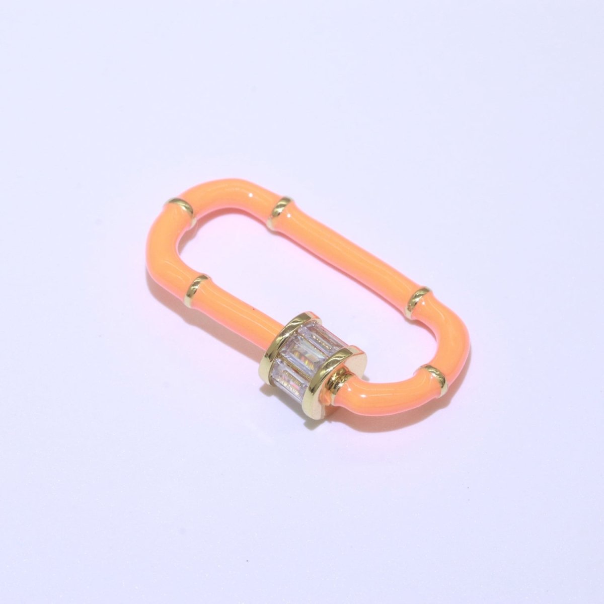 Enamel Carabiner Oval Screw Lock Clasp, Charm Link Connector 30x17mm L-373~L-382 - DLUXCA