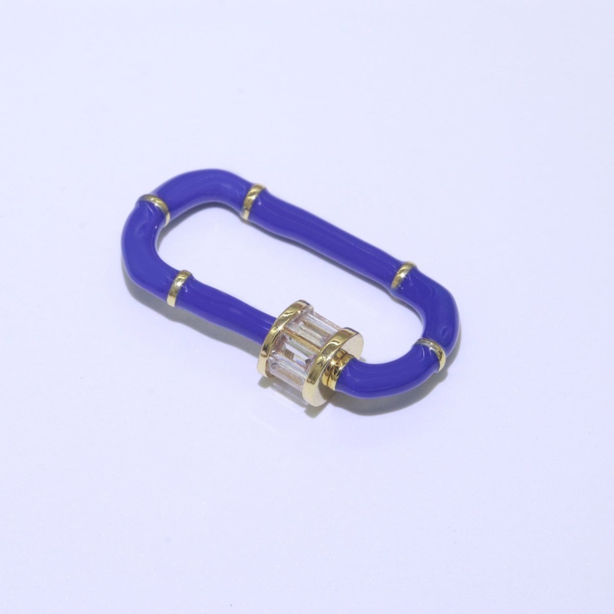 Enamel Carabiner Oval Screw Lock Clasp, Charm Link Connector 30x17mm L-373~L-382 - DLUXCA