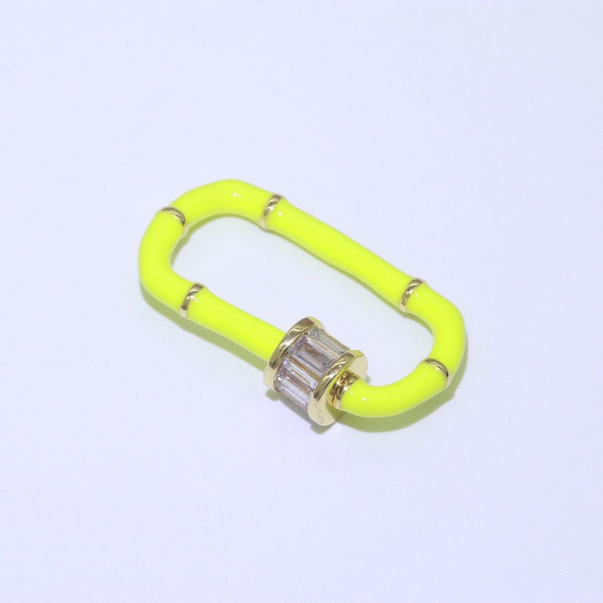 Enamel Carabiner Oval Screw Lock Clasp, Charm Link Connector 30x17mm L-373~L-382 - DLUXCA