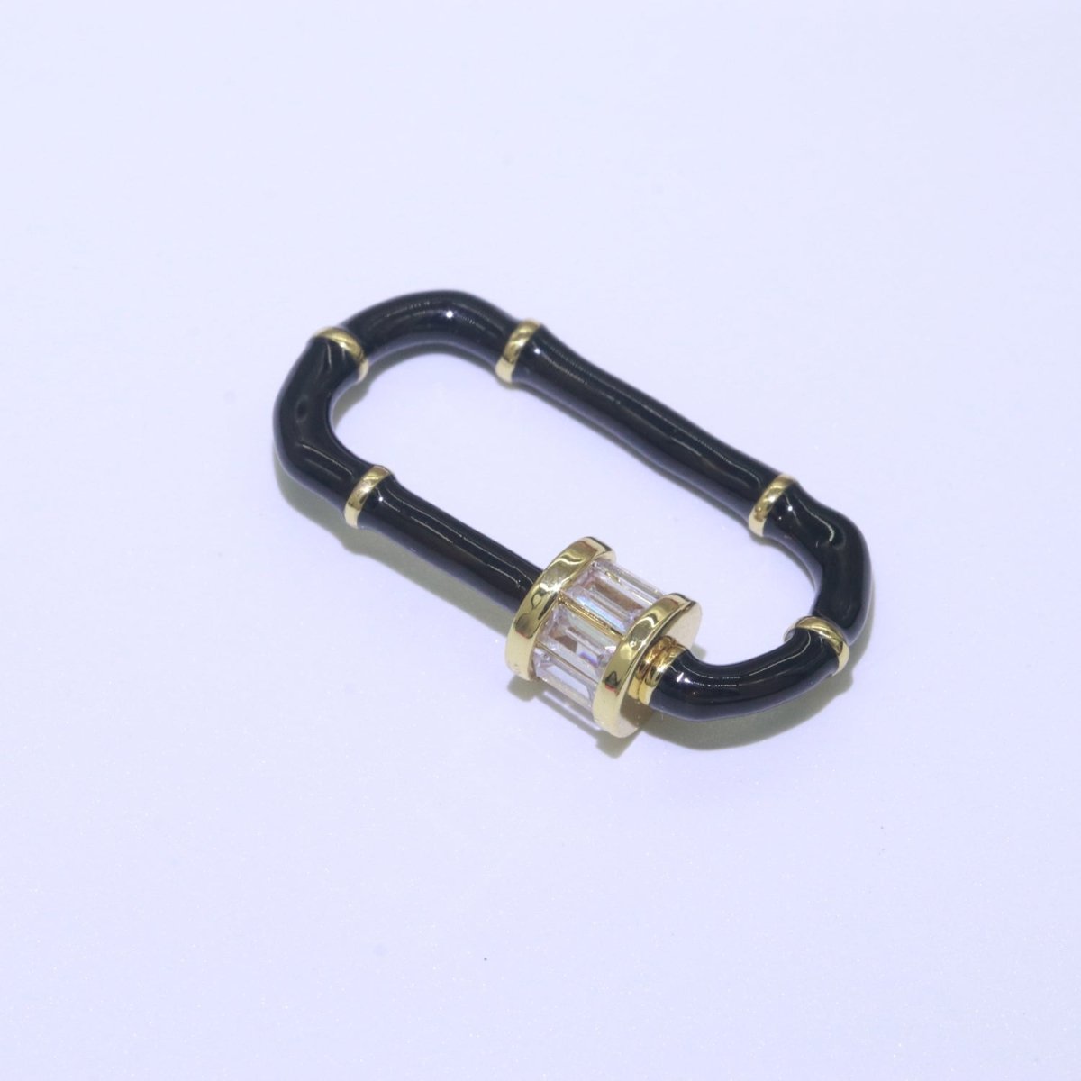 Enamel Carabiner Oval Screw Lock Clasp, Charm Link Connector 30x17mm L-373~L-382 - DLUXCA