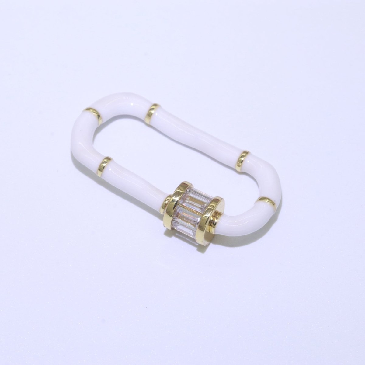 Enamel Carabiner Oval Screw Lock Clasp, Charm Link Connector 30x17mm L-373~L-382 - DLUXCA