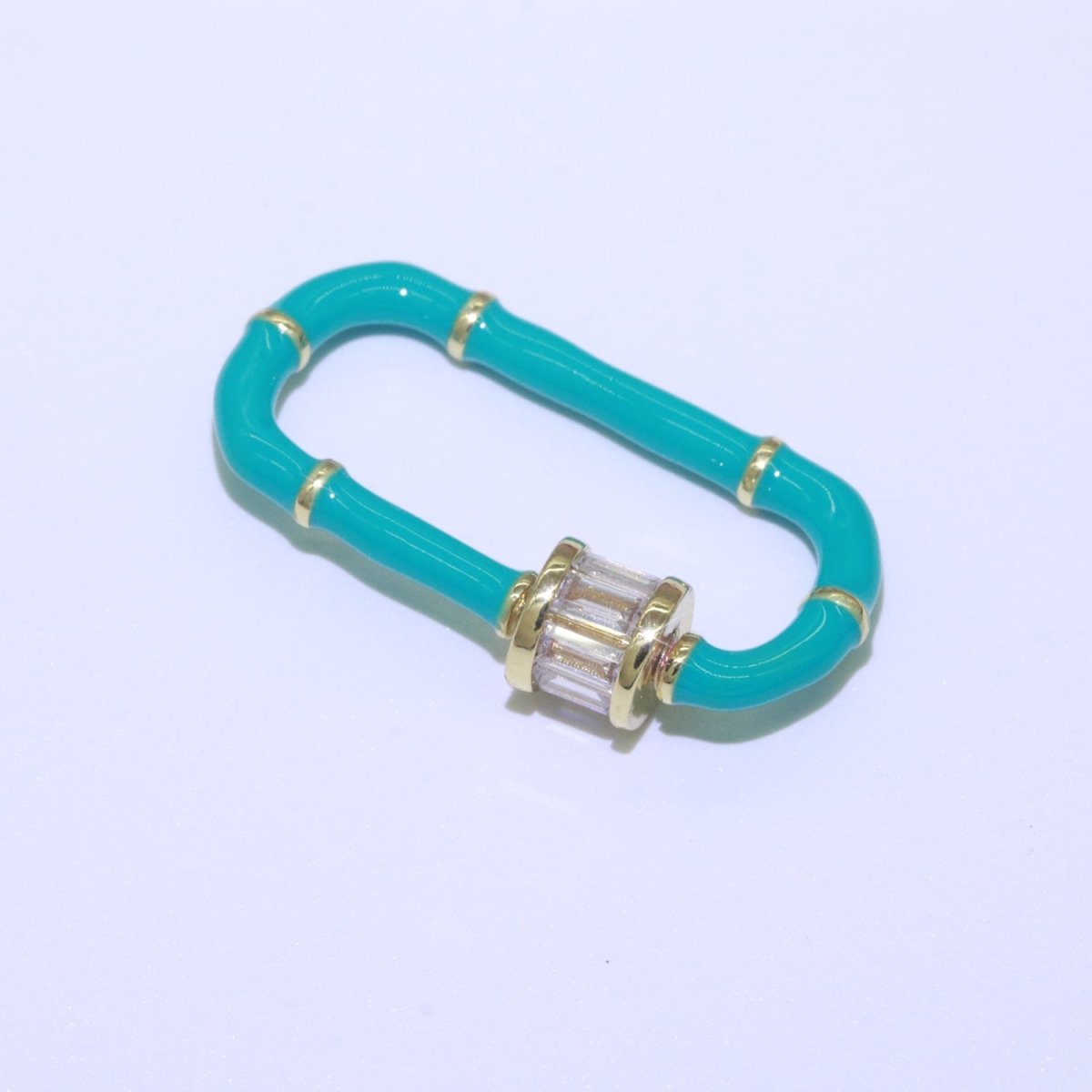 Enamel Carabiner Oval Screw Lock Clasp, Charm Link Connector 30x17mm L-373~L-382 - DLUXCA