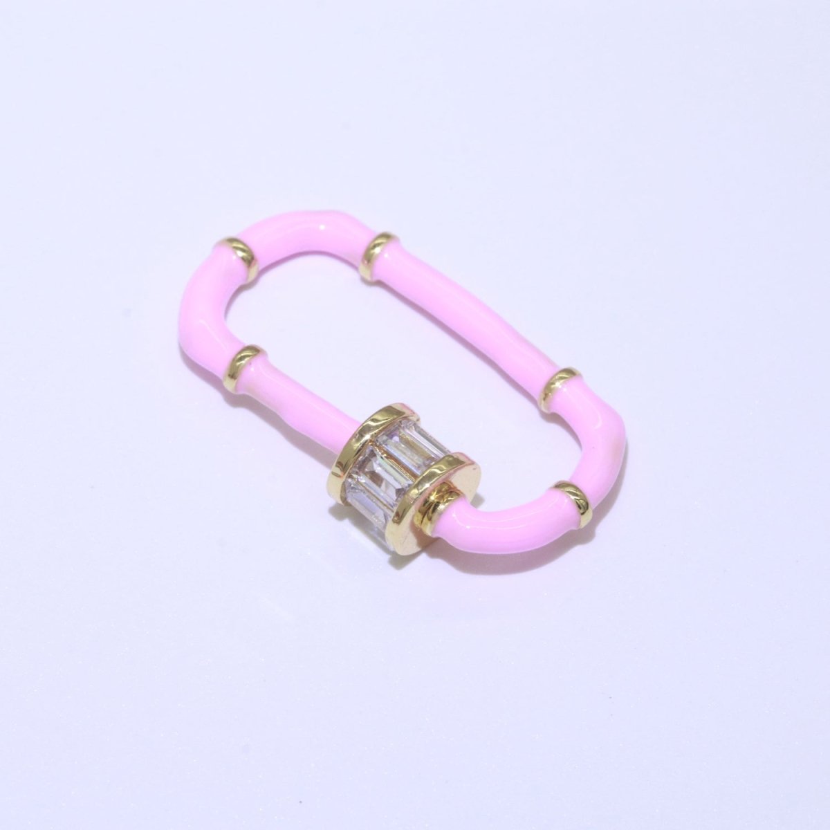 Enamel Carabiner Oval Screw Lock Clasp, Charm Link Connector 30x17mm L-373~L-382 - DLUXCA