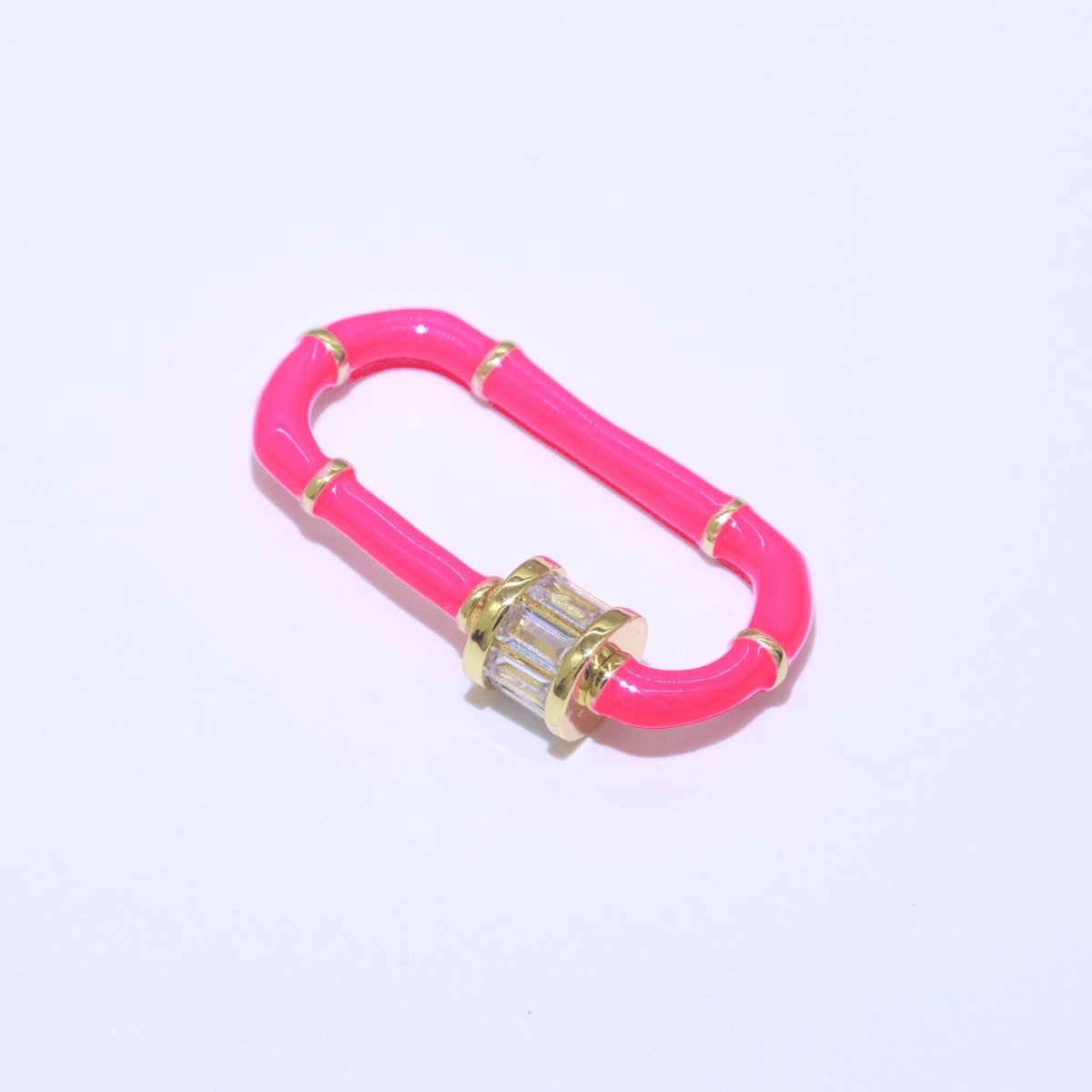 Enamel Carabiner Oval Screw Lock Clasp, Charm Link Connector 30x17mm L-373~L-382 - DLUXCA