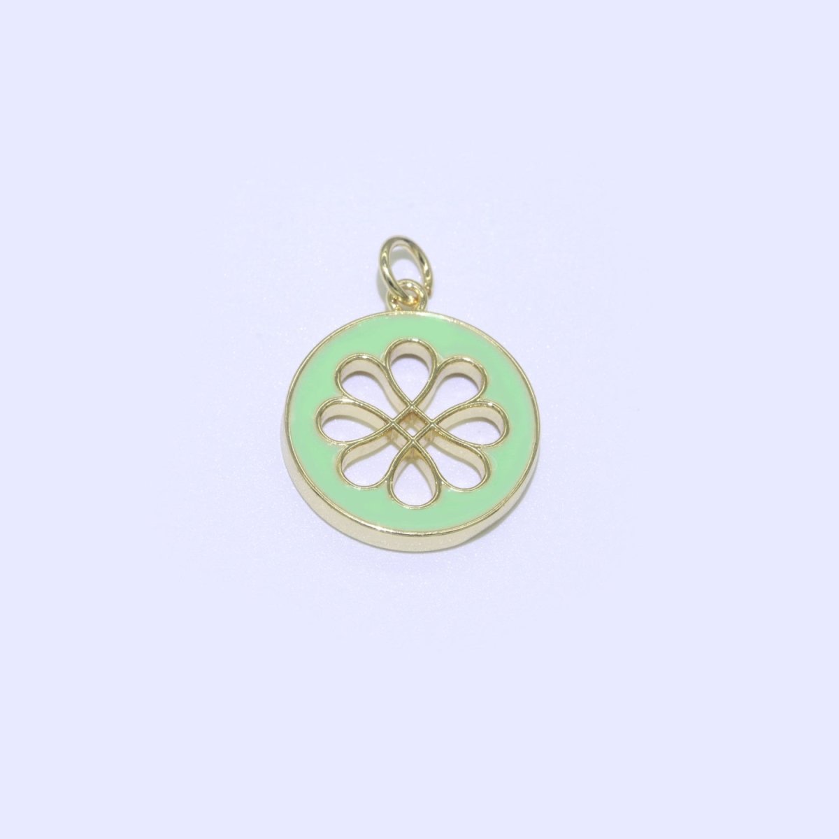 Enamel Daisy Charm 24k Gold Filled Hollow Round Charm Gold Floral Charms, Dainty Flower Pink, Teal, White, Yellow Green Pendant M-393 - M-402 - DLUXCA