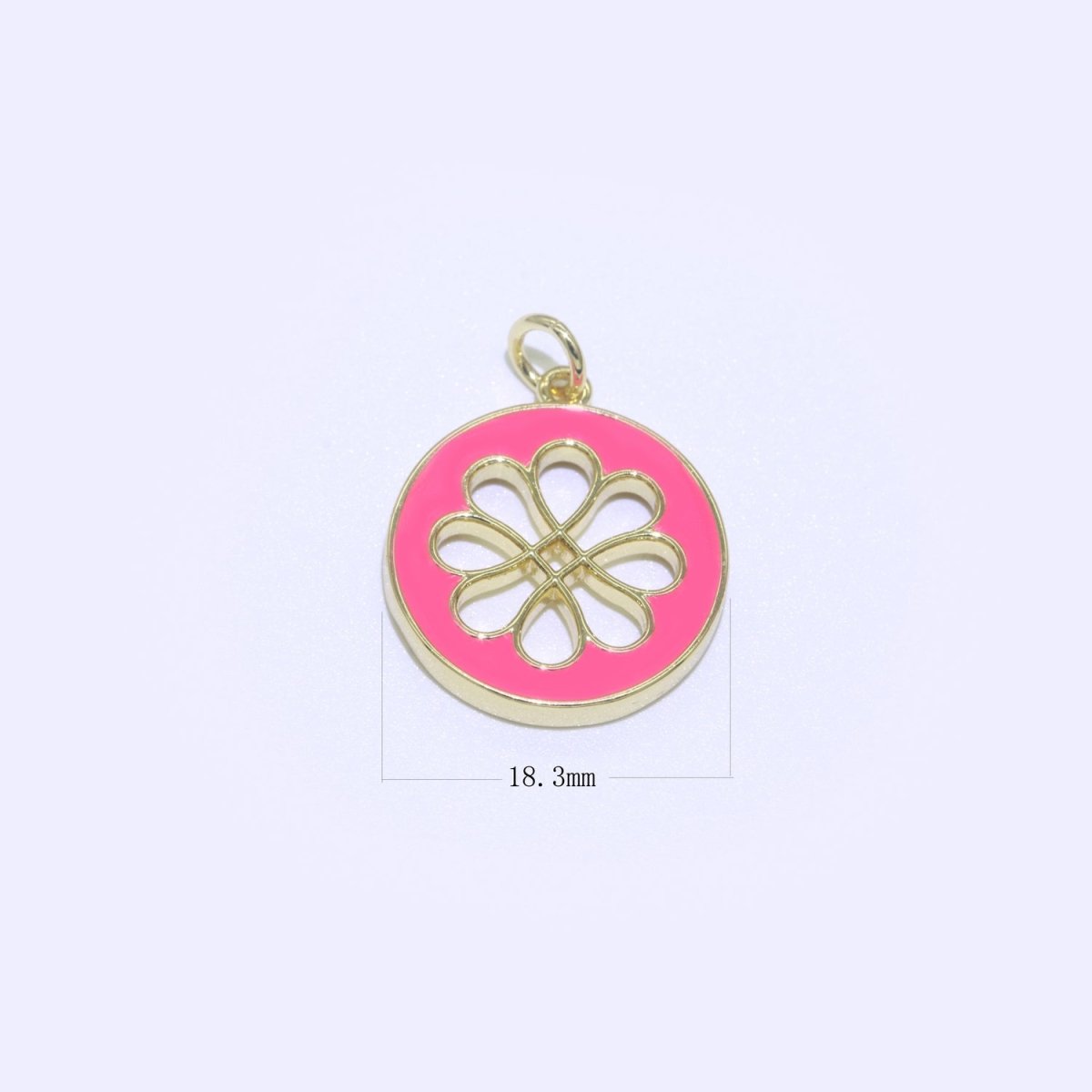 Enamel Daisy Charm 24k Gold Filled Hollow Round Charm Gold Floral Charms, Dainty Flower Pink, Teal, White, Yellow Green Pendant M-393 - M-402 - DLUXCA
