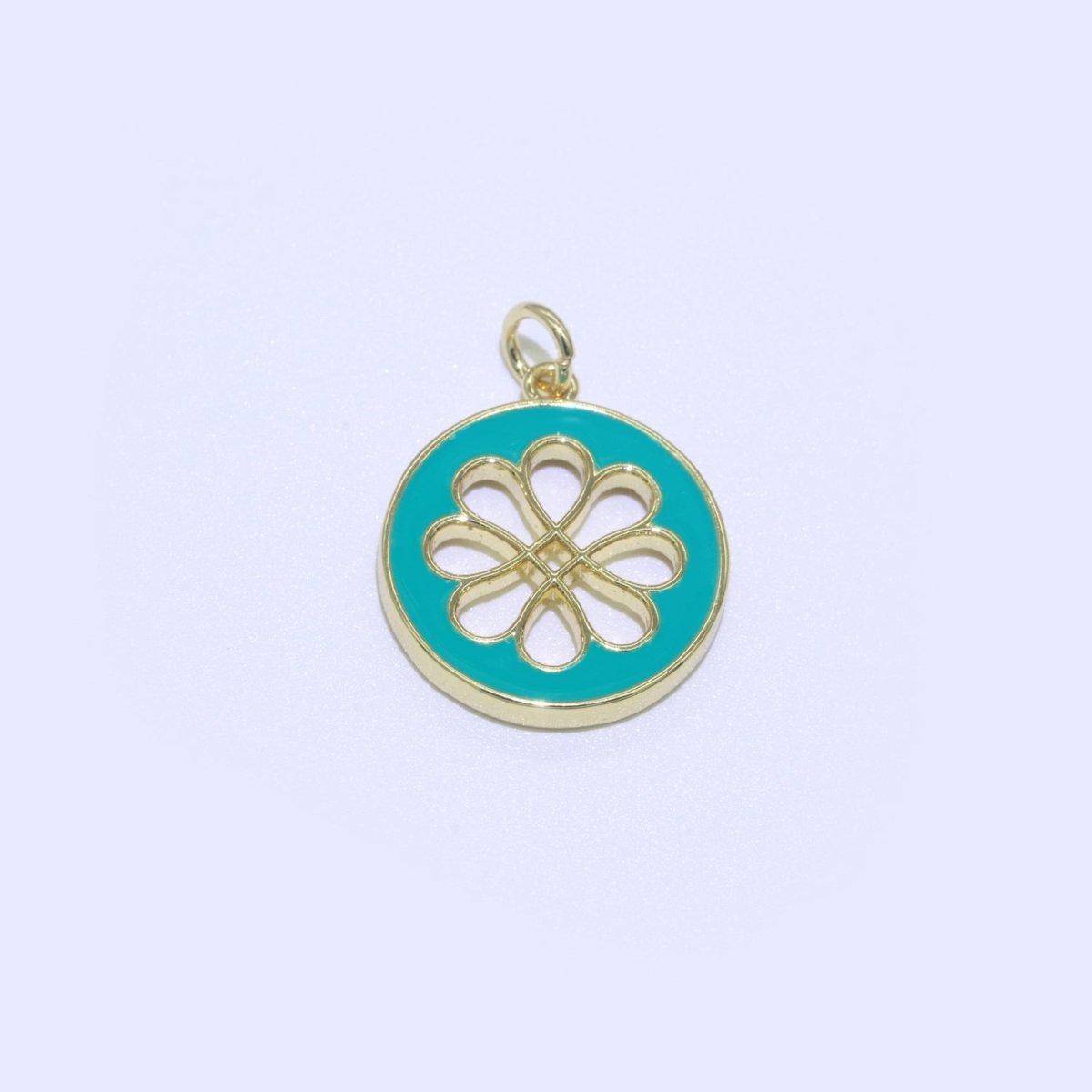 Enamel Daisy Charm 24k Gold Filled Hollow Round Charm Gold Floral Charms, Dainty Flower Pink, Teal, White, Yellow Green Pendant M-393 - M-402 - DLUXCA